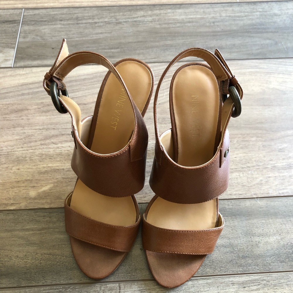 Nine West Leather High Heel Sandals Size 6 - Picture 3 of 3